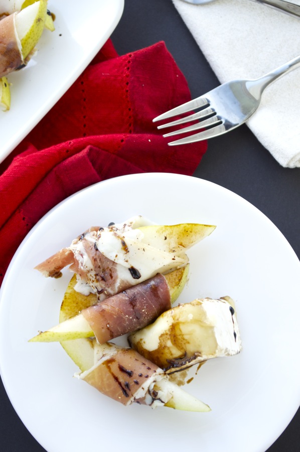 Prosciutto Wrapped Pears and Brie