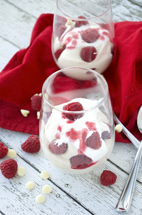 White Chocolate Mousse with Raspberry