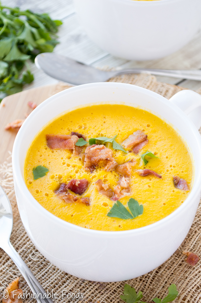 Spicy Butternut Squash Soup with Bacon