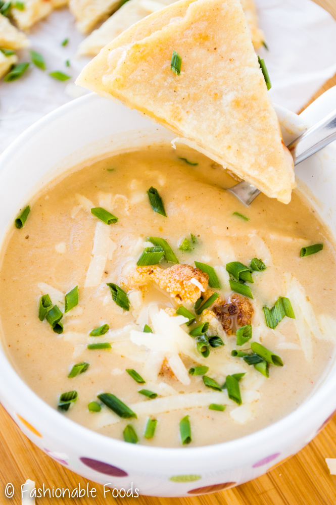 Roasted Cauliflower Soup and Quesadillas