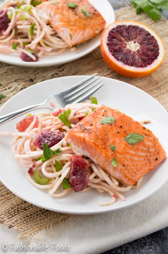 Salmon and Spiralized Celery Root Salad