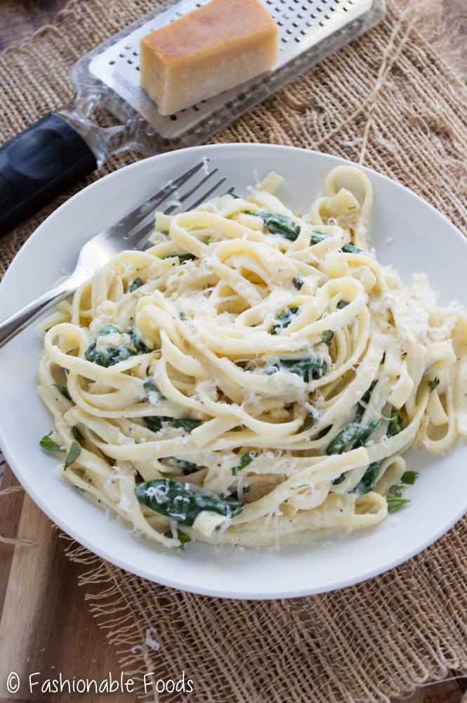 Creamy Parmesan Fettuccine with Fennel and Spinach - Fashionable Foods