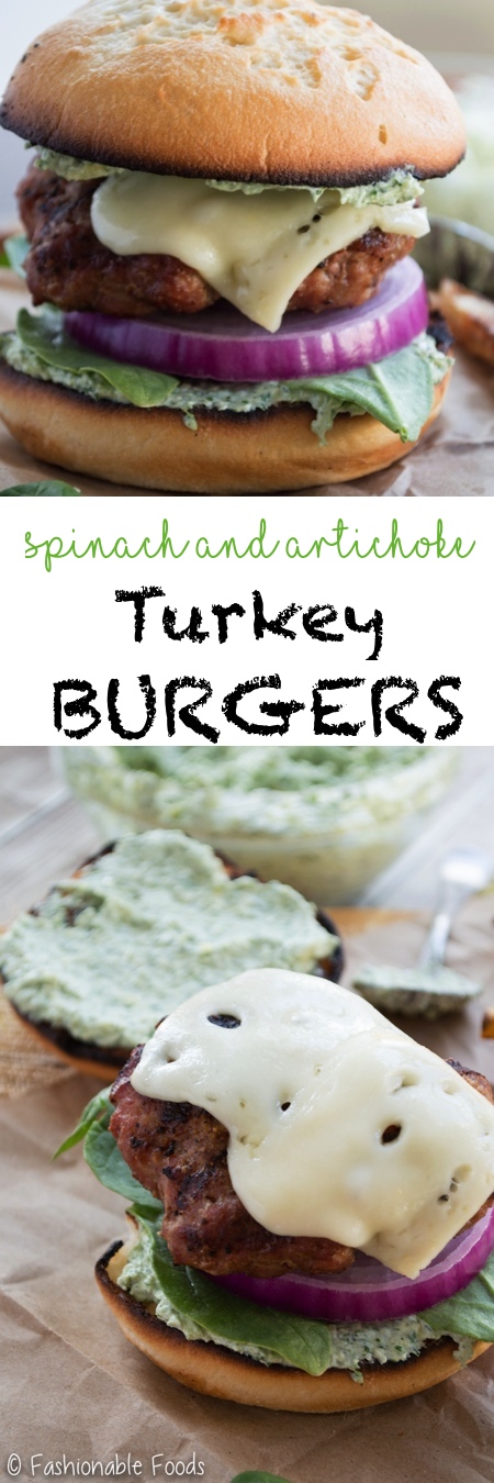 Spinach and Artichoke Turkey Burgers Pin