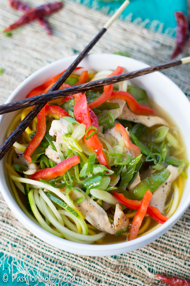 Spicy Thai Chicken Zoodle Soup