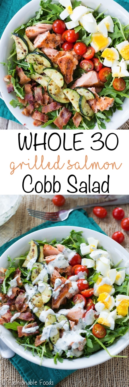Whole30 Grilled Salmon Cobb Salad Pin