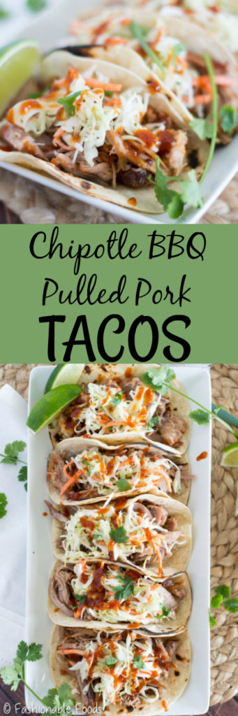 Chipotle BBQ Pulled Pork Tacos {with Cilantro Lime Coleslaw}