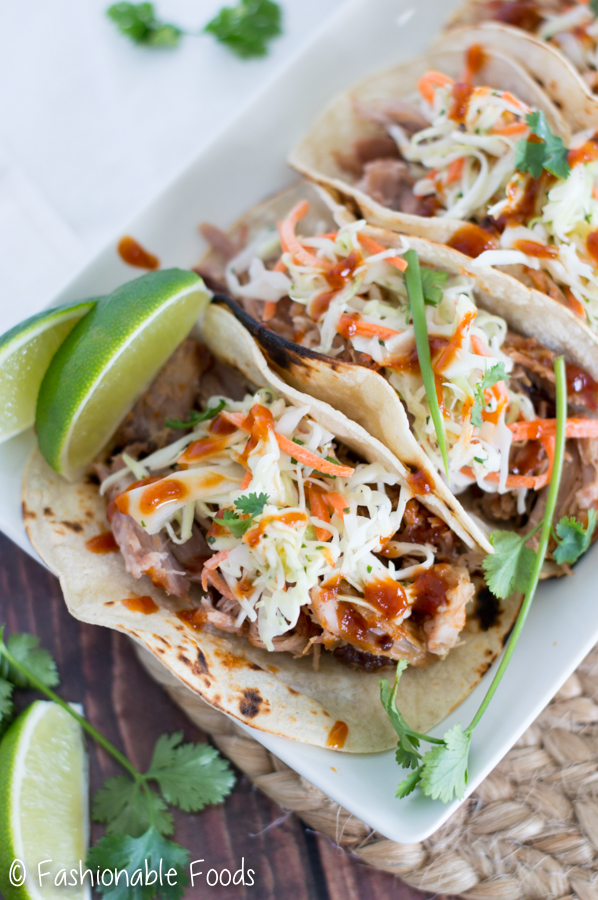 Chipotle Pulled Pork Tacos {with Cilantro Lime Coleslaw}
