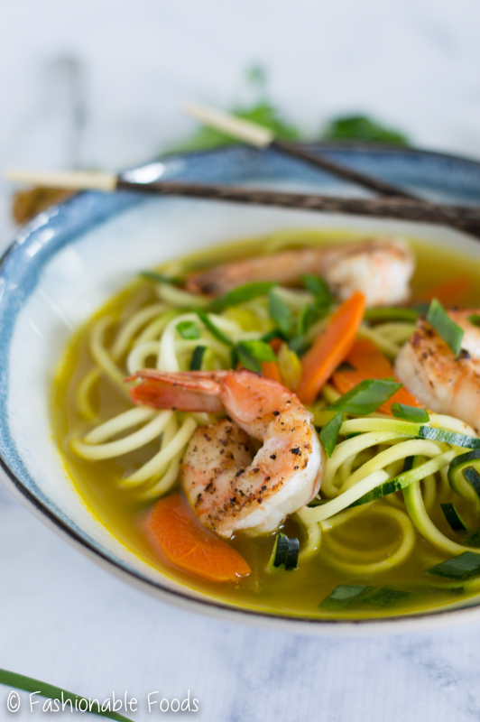 20 Minute Curry Zoodle Soup with Shrimp
