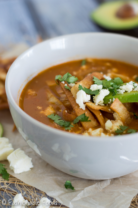 Easy Chipotle Chicken Tortilla Soup - Fashionable Foods