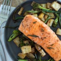 Maple Brown Butter Sheet Pan Salmon and Vegetables {Make Ahead}